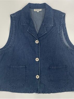 Jones New York Sport Vintage Indigo Denim Button Vest - Size M